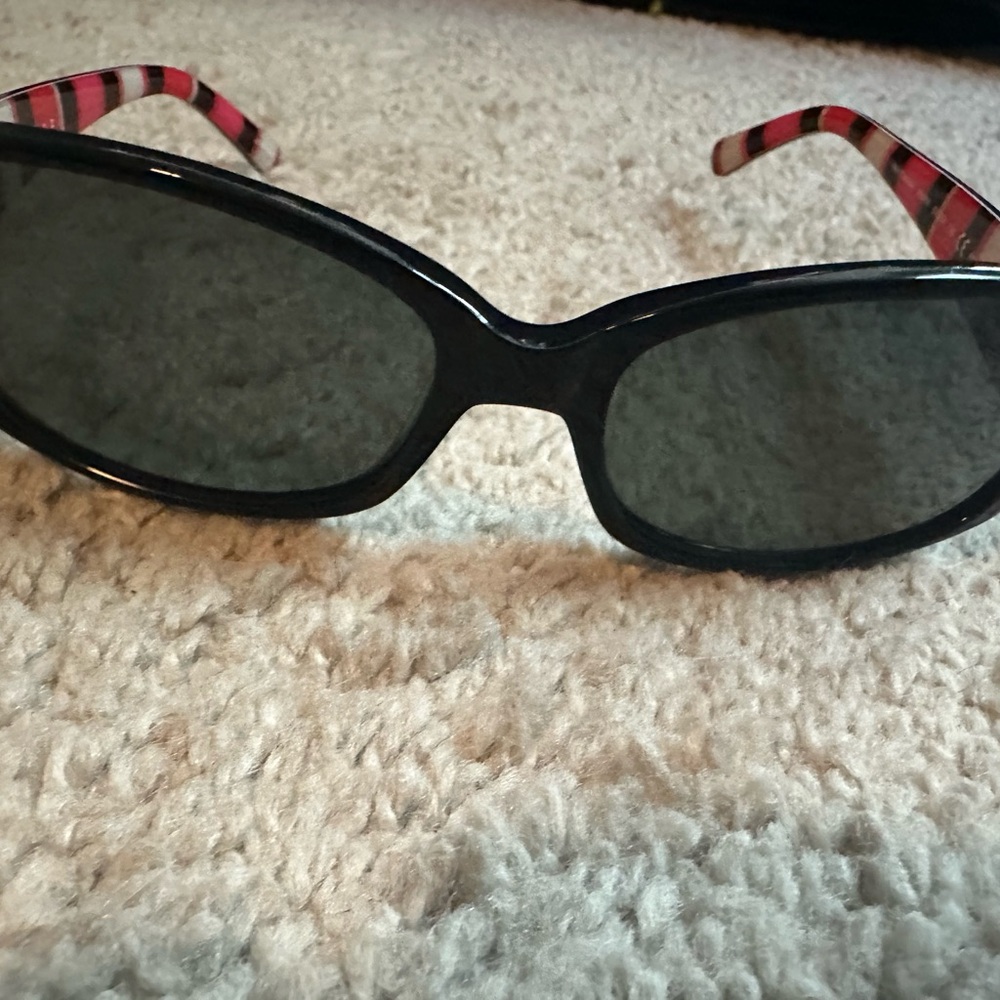 Kate Spade Black Sunglasses with Pink Striped Arms